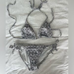 Calypso St. Barth Gray and White Bikini Set